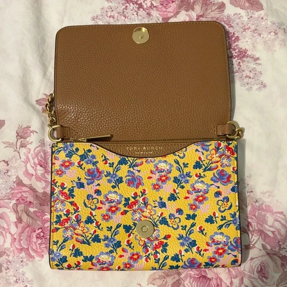 Tory Burch Britten Yellow Floral Wallet Crossbody 💛💐 - Picture 2 of 8